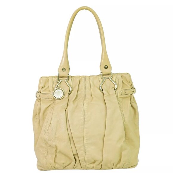 CELINE Leather Shoulder Tote Bag Beige Gold made in China - Picture 1 of 9